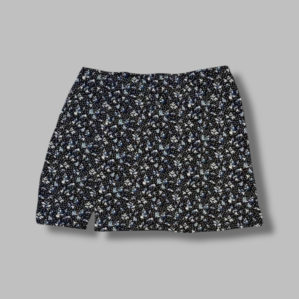 American Eagle dainty polka dot floral mini skirt Large a line notched slit